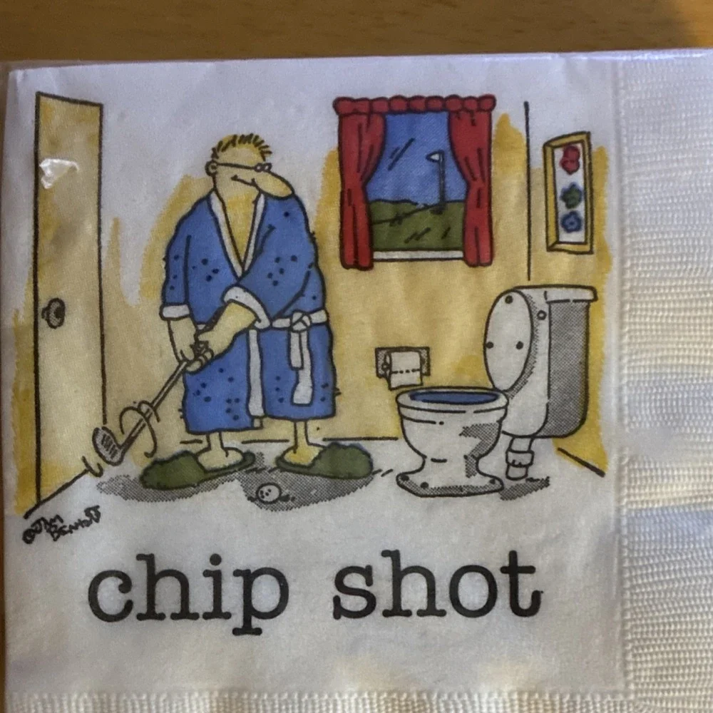 Contempo Cartoon Golf 3-Ply Beverage Napkins 16 Pack Square Facial Tissue*READ